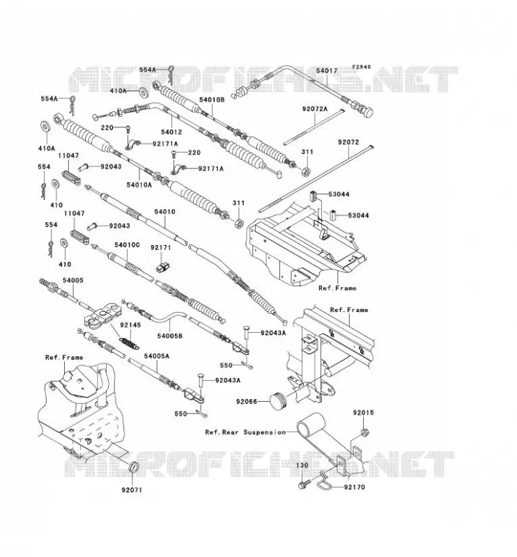 CABLES Kawasaki SSV 620 2005 MULE 3010 TRANS 4X4  KAF620-J1