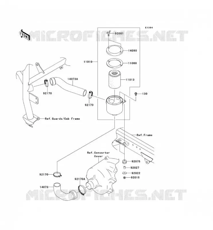 FILTRE A AIR - CONVERTISSEUR Kawasaki SSV 620 2009 MULE 4010 4X4  KAF620M9F