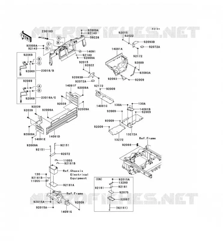 PIECE DE CADRE (COUVERTURE) Kawasaki SSV 620 2009 MULE 4010 4X4  KAF620M9F