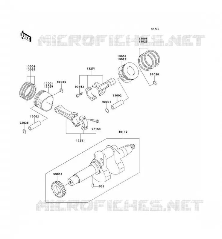 VILEBREQUIN/PISTON Kawasaki SSV 620 2010 MULE 4010 4X4  KAF620MAF