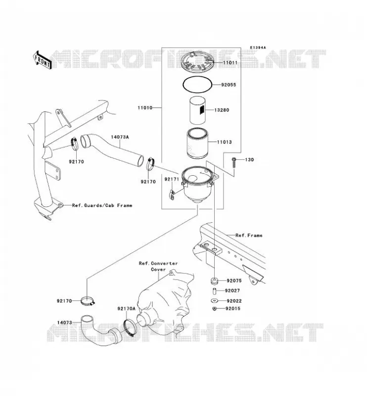 FILTRE A AIR - CONVERTISSEUR Kawasaki SSV 620 2011 MULE 4010 4X4  KAF620MBF