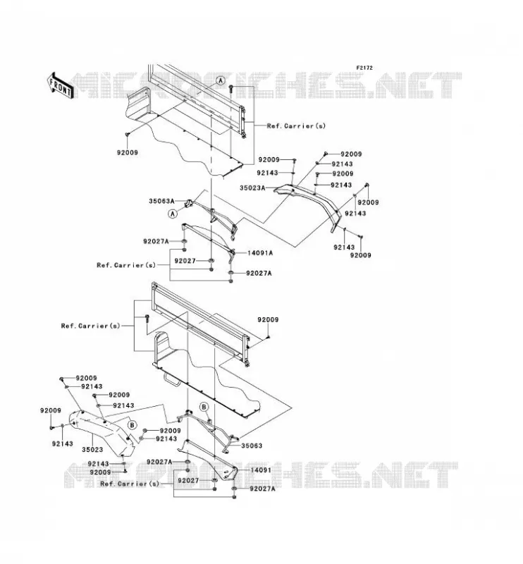 GARDE BOUE ARRI&Egrave;RE Kawasaki SSV 620 2012 MULE 4010 4X4  KAF620MCF