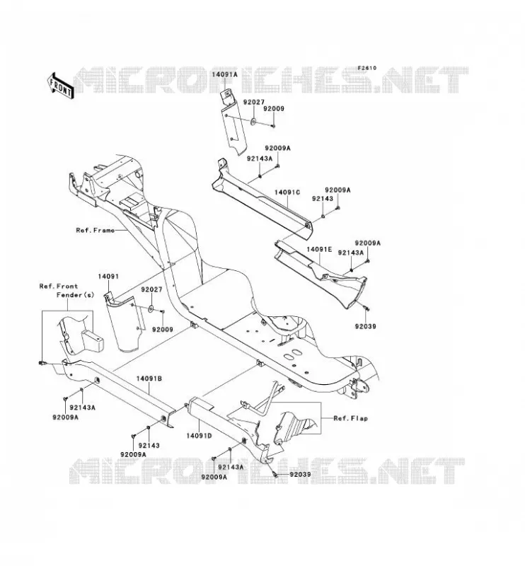 CACHE LAT&Eacute;RAL/GARDE CHAINE Kawasaki SSV 620 2012 MULE 4010 4X4  KAF620MCF