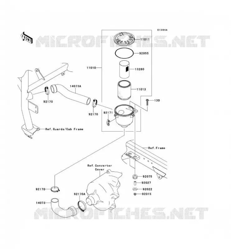 FILTRE A AIR - CONVERTISSEUR Kawasaki SSV 620 2012 MULE 4010 4X4  KAF620MCF