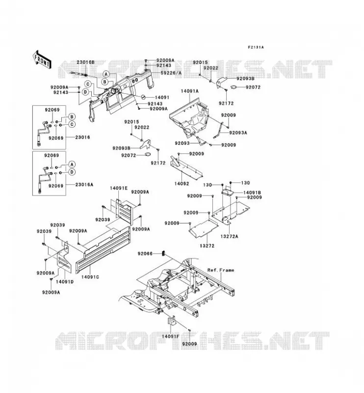 PIECE DE CADRE (COUVERTURE) Kawasaki SSV 620 2013 MULE 4010 4X4  KAF620MDF