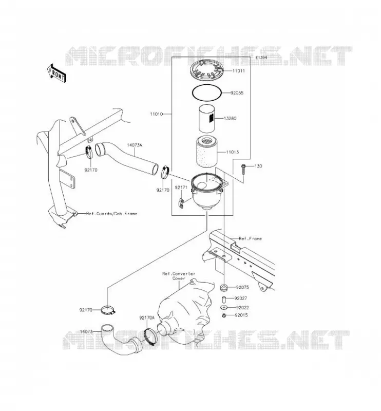 FILTRE A AIR - CONVERTISSEUR Kawasaki SSV 620 2014 MULE 4010 4X4  KAF620MEF