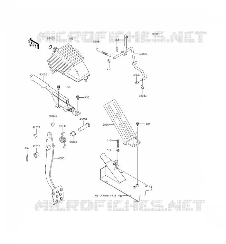PEDALE DE FREIN/LEVIER ACCELERATEUR Kawasaki SSV 620 2014 MULE 4010 4X4  KAF620MEF