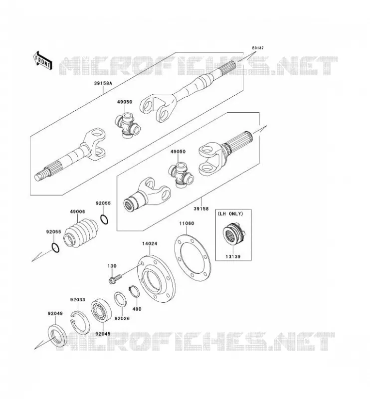 ARBRE DE TRANSMISSION(ARRI&Egrave;RE) Kawasaki SSV 620 2012 MULE 4000  KAF620PCF