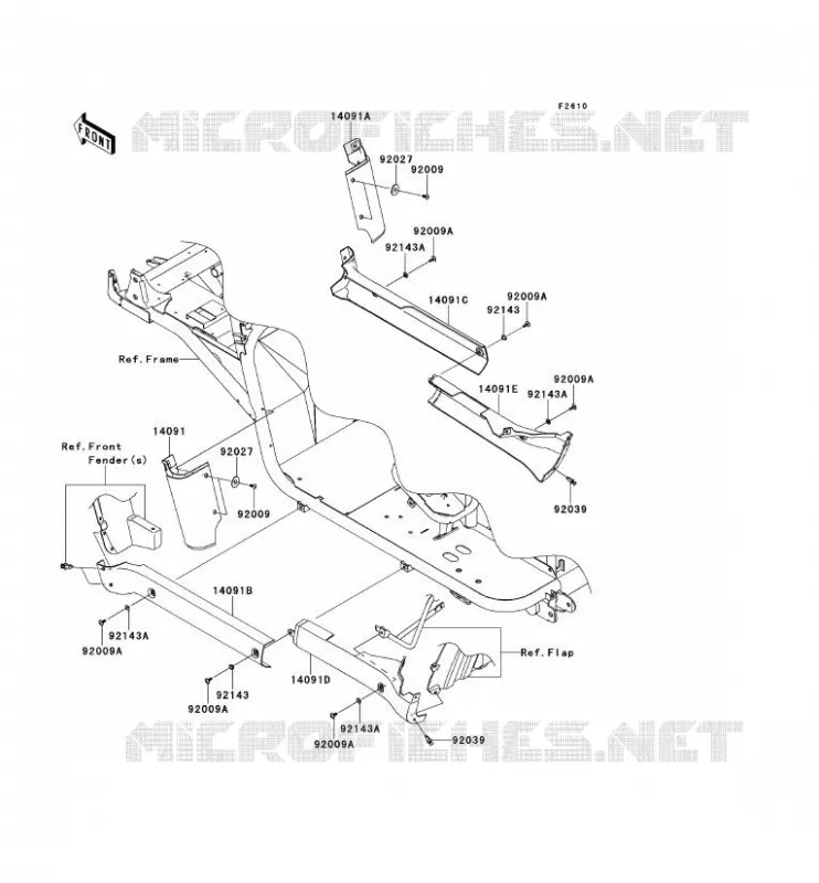 CACHE LAT&Eacute;RAL/GARDE CHAINE Kawasaki SSV 620 2012 MULE 4000  KAF620PCF