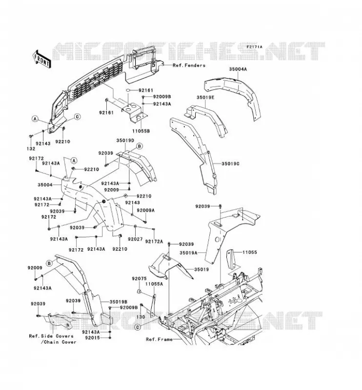 GARDE BOUE AVANT Kawasaki SSV 620 2012 MULE 4000  KAF620PCF