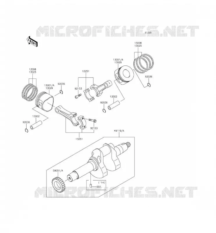 VILEBREQUIN/PISTON Kawasaki SSV 620 2014 MULE 4000  KAF620PEF