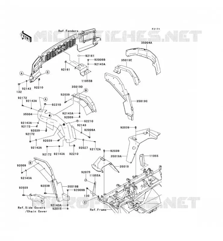GARDE BOUE AVANT Kawasaki SSV 620 2012 MULE 4010 TRANS 4X4  KAF620RCF