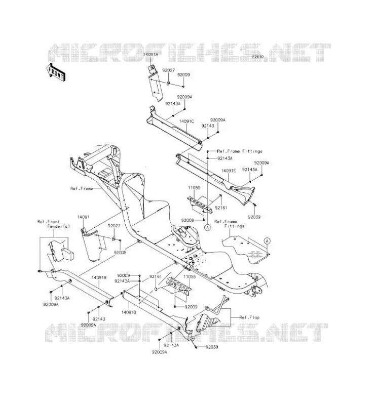 CACHE LAT&Eacute;RAL/GARDE CHAINE Kawasaki SSV 620 2014 MULE 4010 TRANS 4X4  KAF620REF