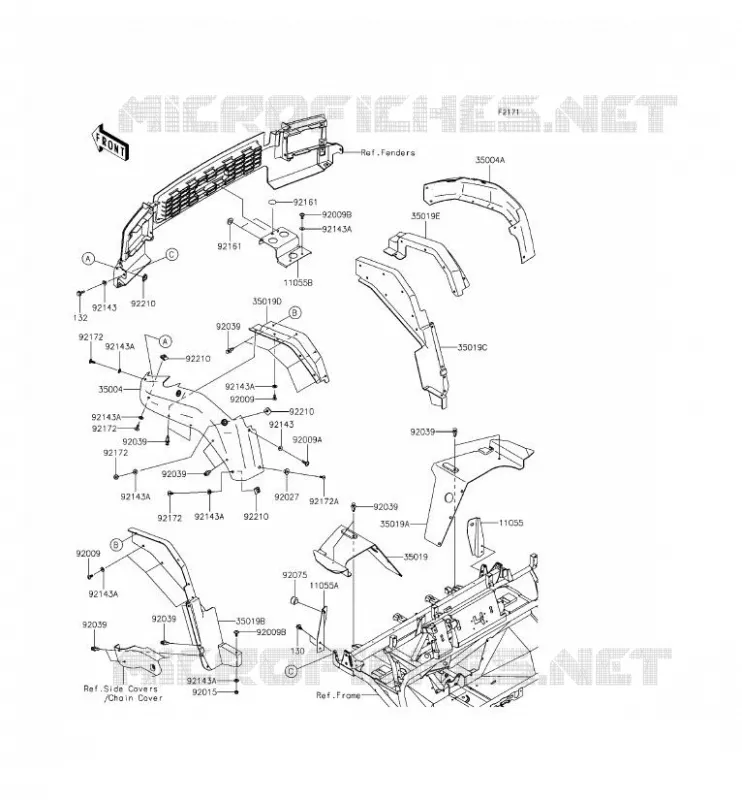 GARDE BOUE AVANT Kawasaki SSV 620 2014 MULE 4010 TRANS 4X4  KAF620REF