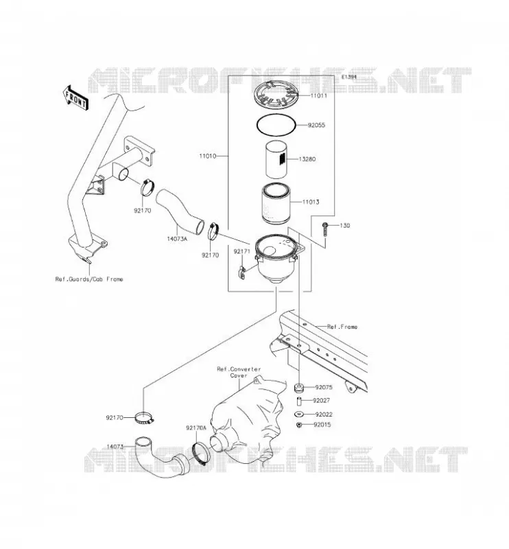 FILTRE A AIR - CONVERTISSEUR Kawasaki SSV 620 2015 MULE 4010 TRANS 4X4  KAF620RFF