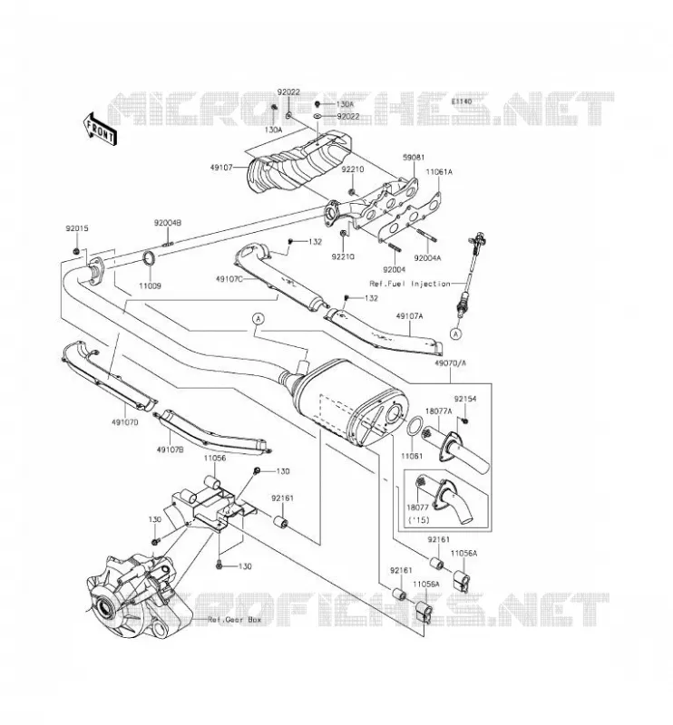 &Eacute;CHAPPEMENT Kawasaki SSV 820 2015 MULE PRO-FXT  KAF820BFF