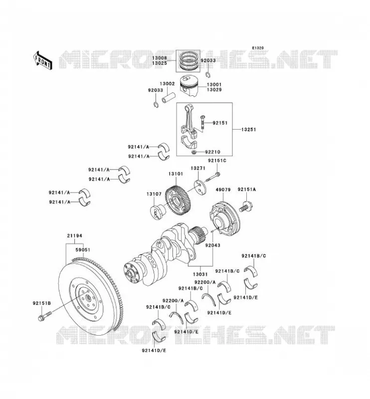 VILEBREQUIN/PISTON Kawasaki SSV 950 2002 MULE 2510 DIESEL  KAF950-A3