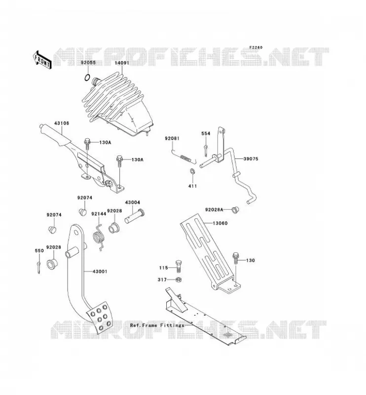 PEDALE DE FREIN/LEVIER ACCELERATEUR Kawasaki SSV 950 2004 MULE 3010 DIESEL 4X4  KAF950-B2