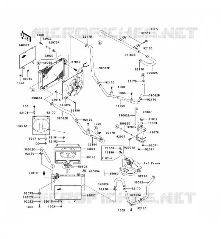 RADIATEUR Kawasaki SSV 950 2007 MULE 3010 DIESEL 4X4  KAF950B7F