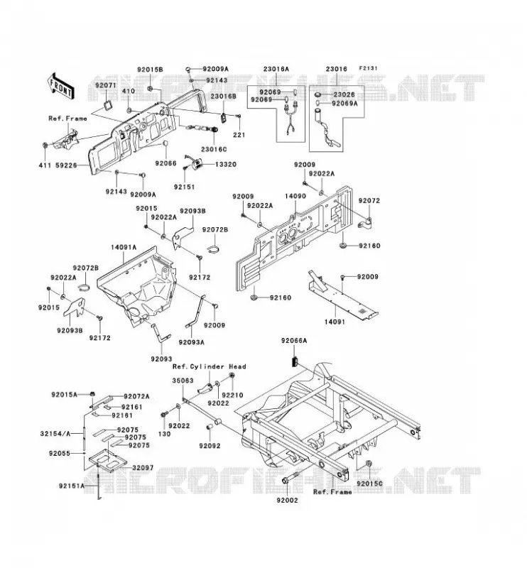 PIECE DE CADRE (COUVERTURE) Kawasaki SSV 950 2008 MULE 3010 DIESEL 4X4  KAF950D8F