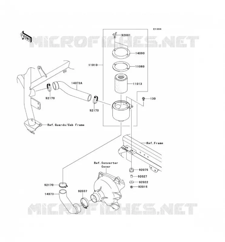 FILTRE A AIR - CONVERTISSEUR Kawasaki SSV 950 2009 MULE 4010 DIESEL 4X4  KAF950F9F