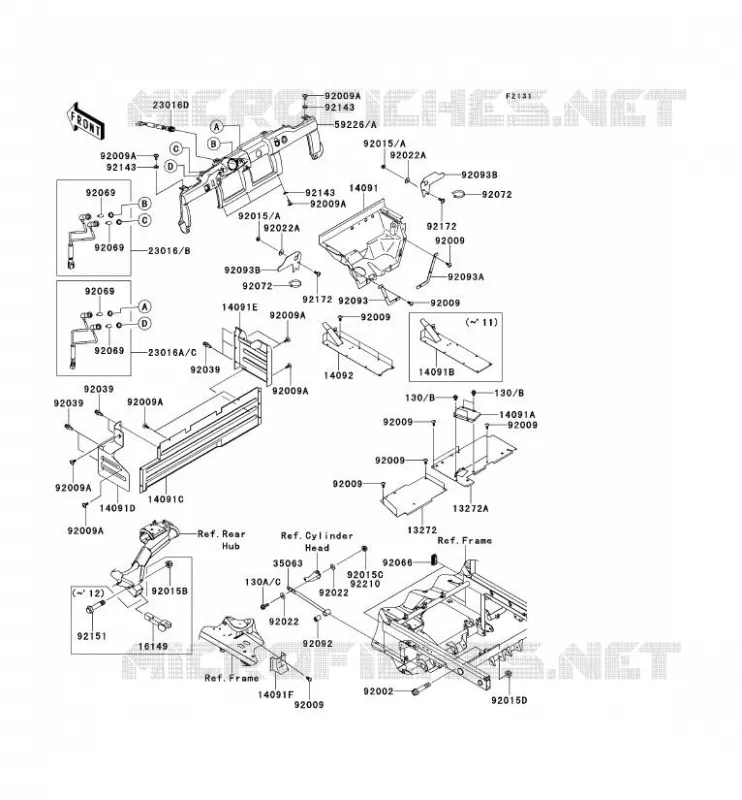 PIECE DE CADRE (COUVERTURE) Kawasaki SSV 950 2010 MULE 4010 DIESEL 4X4  KAF950FAF