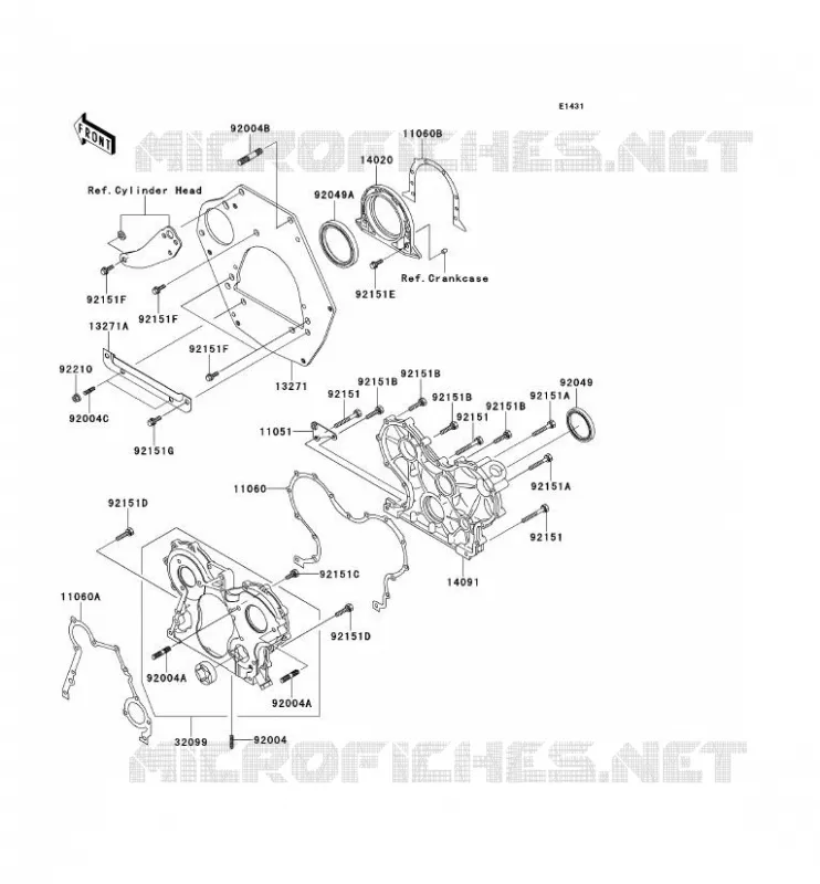 COUVERCLES MOTEUR Kawasaki SSV 950 2011 MULE 4010 DIESEL 4X4  KAF950FBF