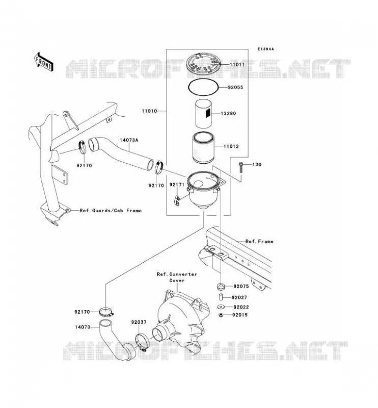 FILTRE A AIR - CONVERTISSEUR Kawasaki SSV 950 2011 MULE 4010 DIESEL 4X4  KAF950FBF