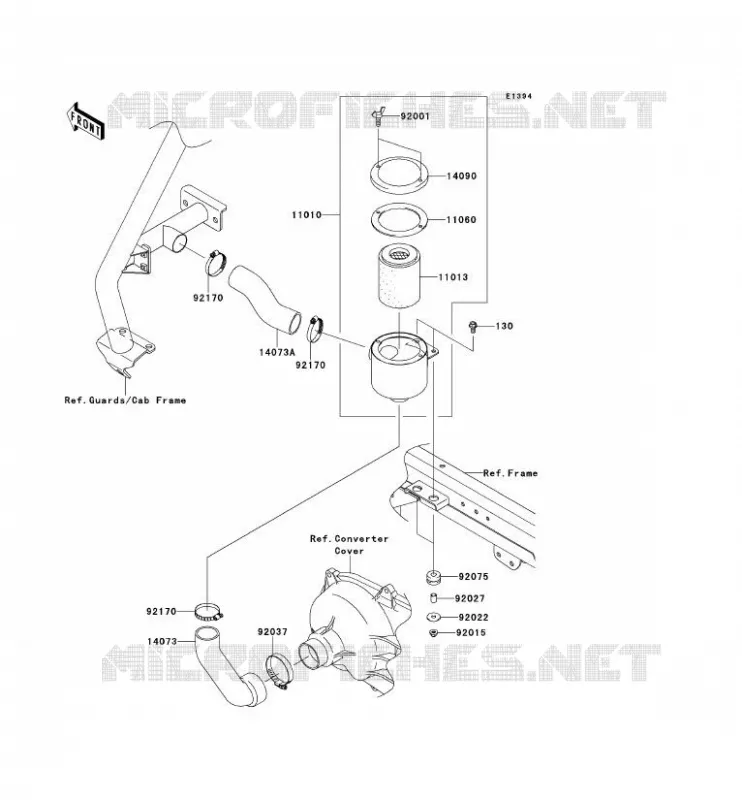 FILTRE A AIR - CONVERTISSEUR Kawasaki SSV 950 2010 MULE 4010 TRANS 4X4 DIESEL  KAF950GAF