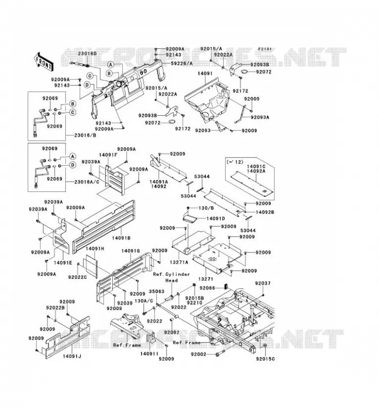PIECE DE CADRE (COUVERTURE) Kawasaki SSV 950 2010 MULE 4010 TRANS 4X4 DIESEL  KAF950GAF