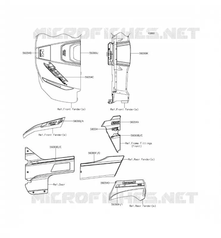 STICKER(ORANGE)(VERT) Kawasaki SSV 800 2015 TERYX  KRF800CFF