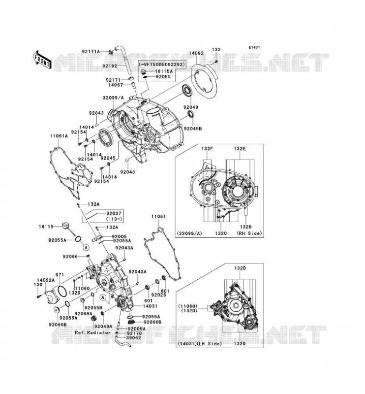 COUVERCLES MOTEUR Kawasaki SSV 750 2013 TERYX 4 750 4X4  KRT750ADF