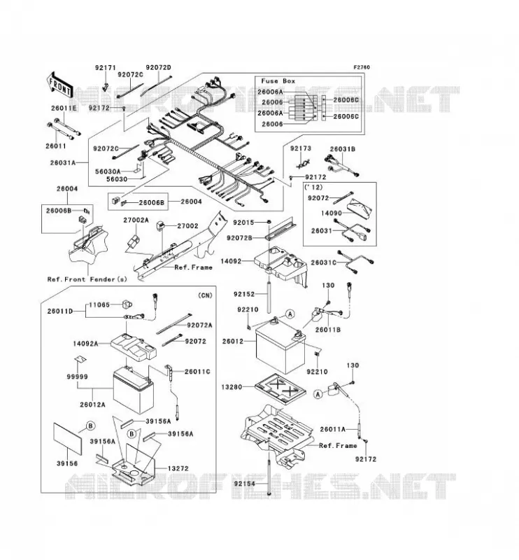 CHASSIS EQUIPMENT ELECTRIQUE Kawasaki SSV 750 2012 TERYX 4 750 4X4 EPS  KRT750DCF