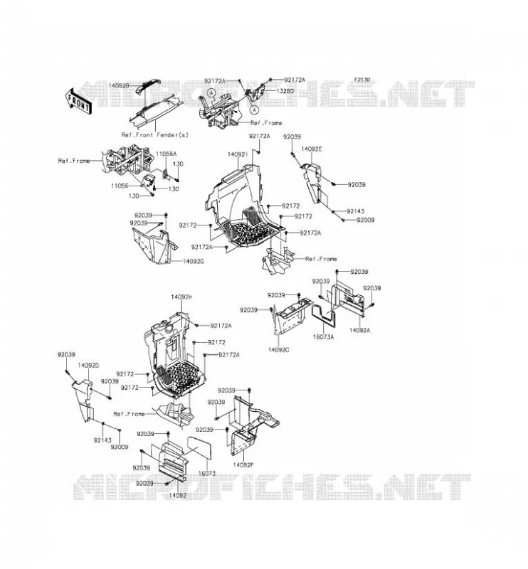 PIECE DE CADRE(AVANT) Kawasaki SSV 800 2015 TERYX 4  KRT800DFF
