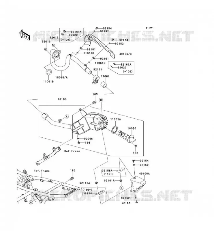 &Eacute;CHAPPEMENT Kawasaki TOUT-TERRAIN 140 2008 KLX140  KLX140A8F
