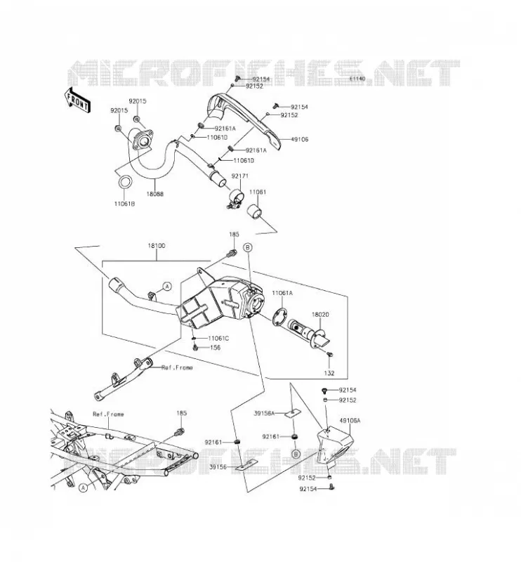 &Eacute;CHAPPEMENT Kawasaki TOUT-TERRAIN 140 2016 KLX140L  KLX140BGF