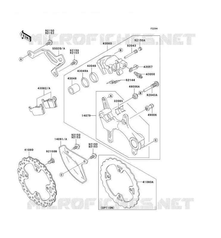 FREIN ARRIERE Kawasaki TOUT-TERRAIN 450 2010 KLX450R  KLX450AAF
