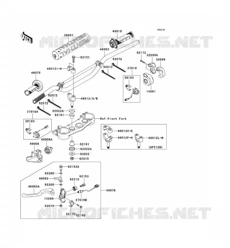 GUIDON Kawasaki TOUT-TERRAIN 450 2010 KLX450R  KLX450AAF