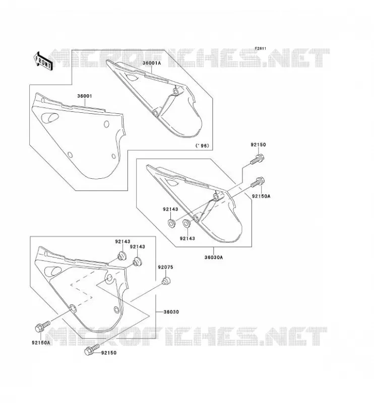 CACHE LAT&Eacute;RAL Kawasaki TOUT-TERRAIN 100 1995 KX100  KX100-B5