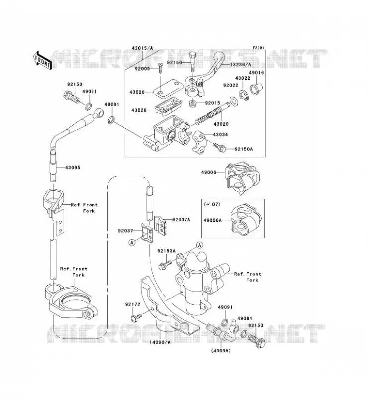 MAITRE CYLINDRE AV Kawasaki TOUT-TERRAIN 100 2006 KX100  KX100D6F