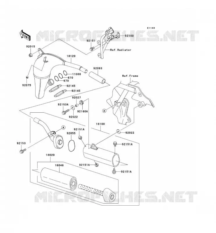&Eacute;CHAPPEMENT Kawasaki TOUT-TERRAIN 100 2007 KX100  KX100D7F
