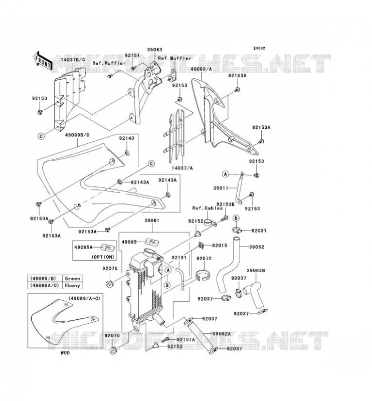 RADIATEUR Kawasaki TOUT-TERRAIN 100 2009 KX100  KX100D9F