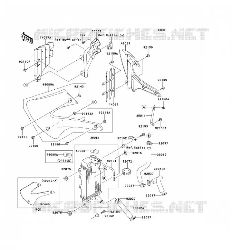 RADIATEUR Kawasaki TOUT-TERRAIN 100 2011 KX100  KX100DBF
