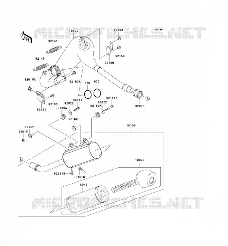 &Eacute;CHAPPEMENT Kawasaki TOUT-TERRAIN 125 2007 KX125  KX125M7F