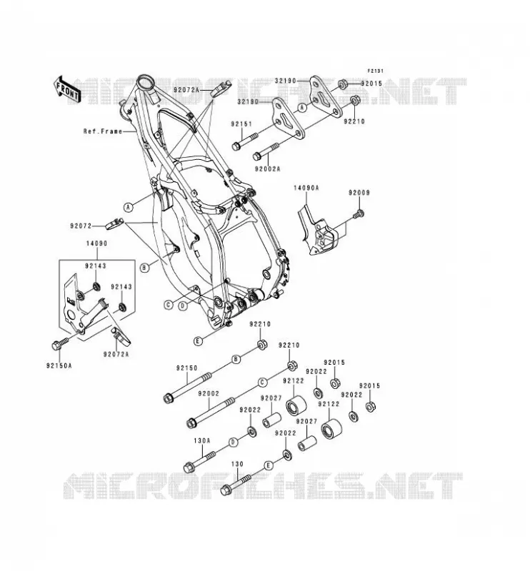 PIECE DE CADRE (COUVERTURE) Kawasaki TOUT-TERRAIN 250 2000 KX250  KX250-L2