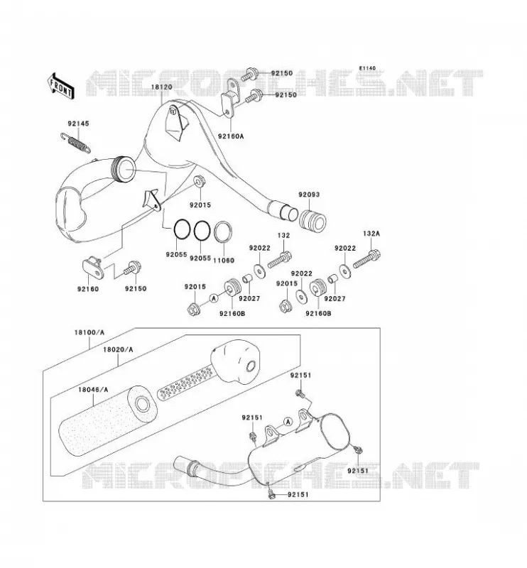 &Eacute;CHAPPEMENT Kawasaki TOUT-TERRAIN 250 2002 KX250  KX250-L4