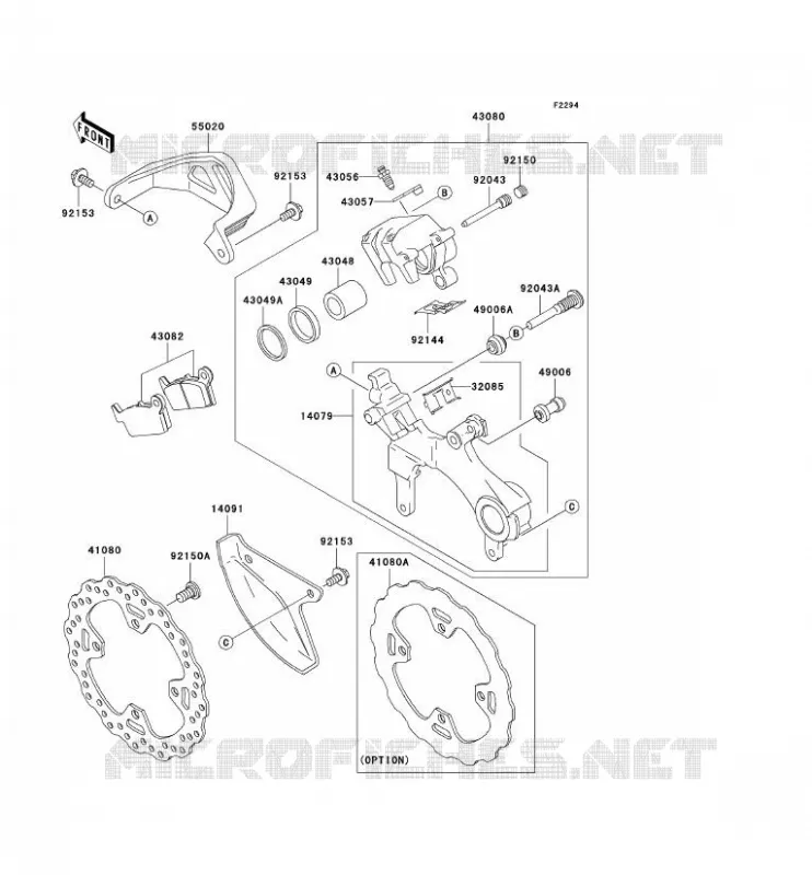 FREIN ARRIERE Kawasaki TOUT-TERRAIN 250 2006 KX250  KX250R6F