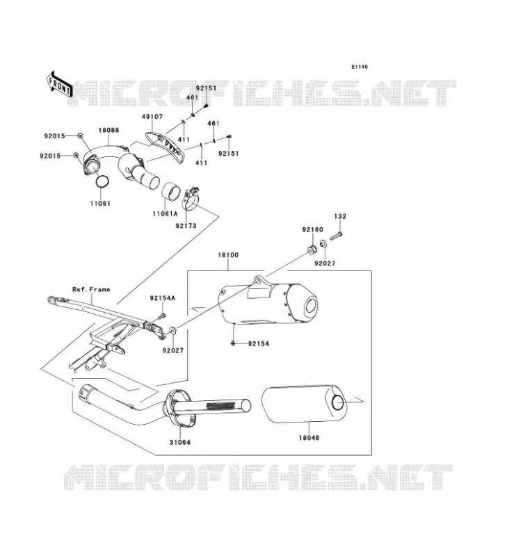 &Eacute;CHAPPEMENT Kawasaki TOUT-TERRAIN 250 2014 KX250F  KX250ZEF