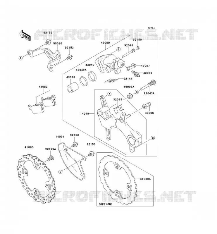 FREIN ARRIERE Kawasaki TOUT-TERRAIN 450 2011 KX450F  KX450EBF