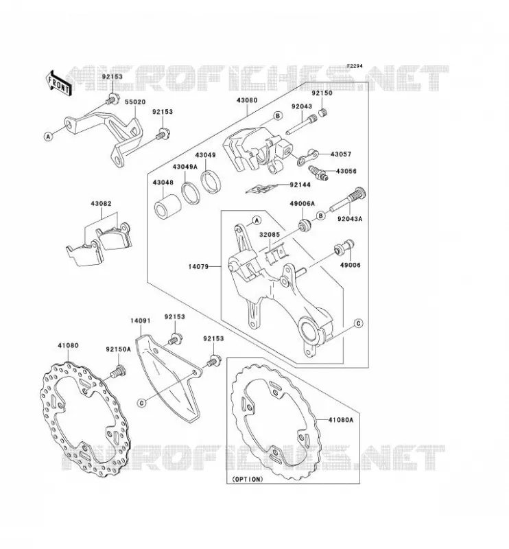 FREIN ARRIERE Kawasaki TOUT-TERRAIN 450 2011 KX450F  KX450EBF